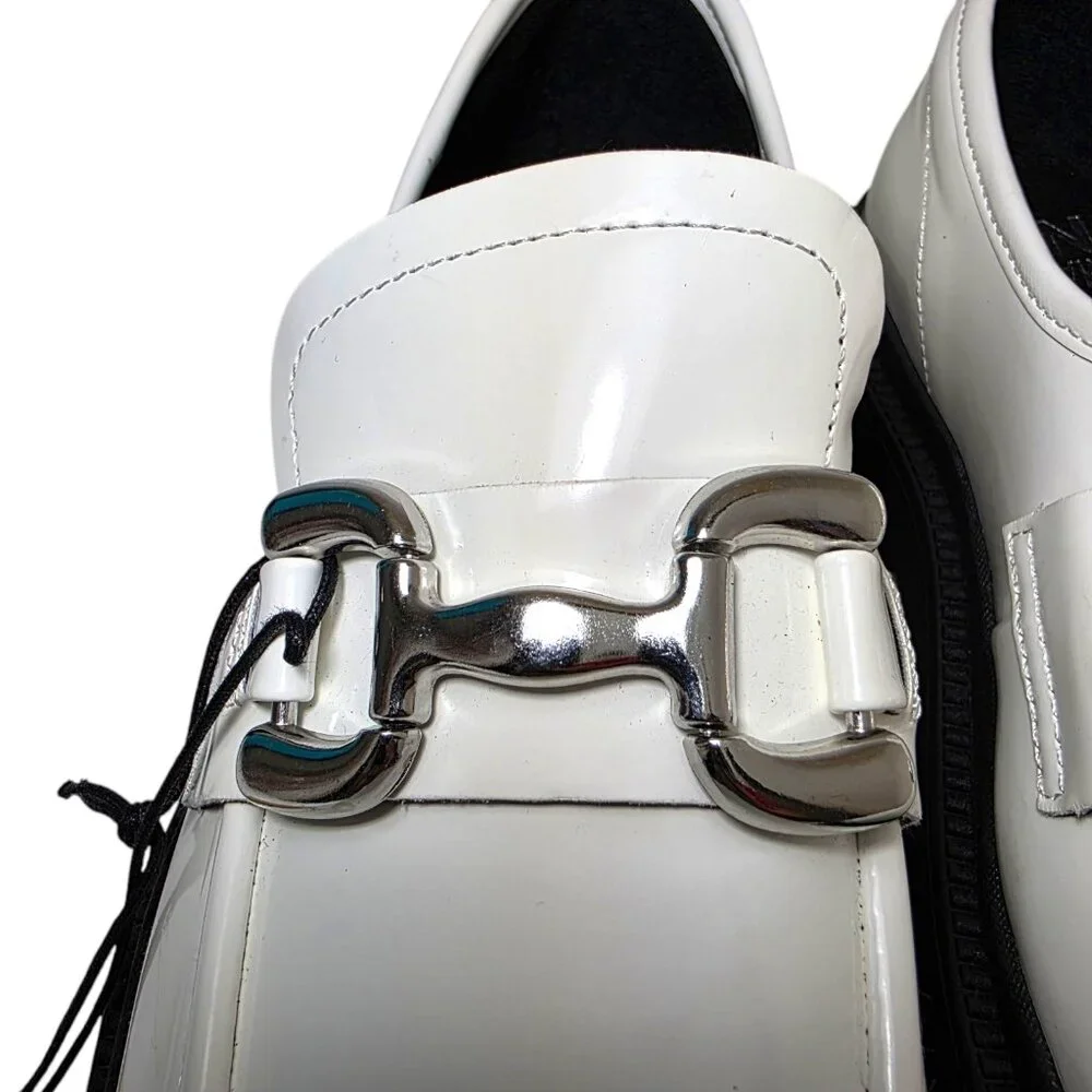 Madden NYC Platform Penny Lug Sole Loafers Women's Size 7.5 Glossy White Shoes - Picture 5 of 8